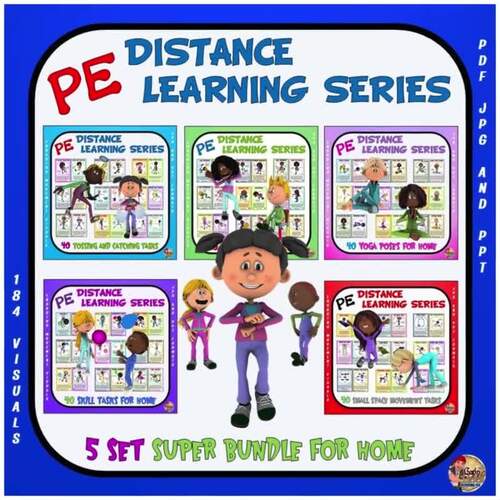 Virtual PE Activities- 5 Resource Bundle- Task Cards for At-Home Remote Learning