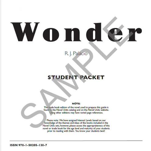 Wonder Novel Units® Student Packet Novel Study | TPT