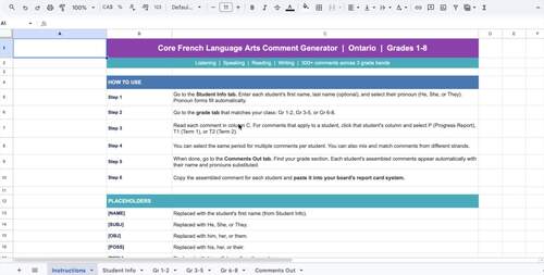 French Comment Generator | Editable Report Card Comments Ontario, 300 ...
