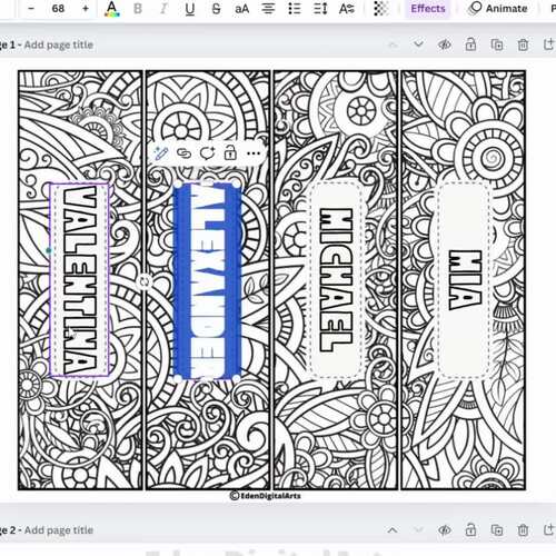 Bundle of Editable Text Bookmarks To Color Custom Name Book Marker ...
