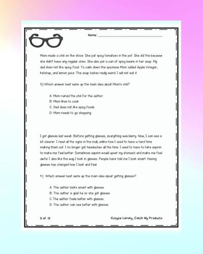 Main Idea Passages for Fourth Grade Worksheets or Easel Documents