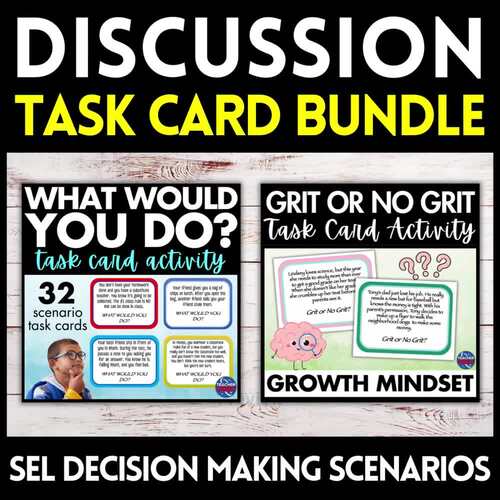 Grit & Growth Mindset Bundle | Task Cards Activities | What Would You Do