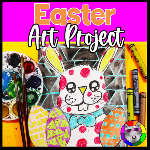 Preview of Easter Art Lesson, Yayoi Kusama Easter Bunny Art Project Activity for Primary