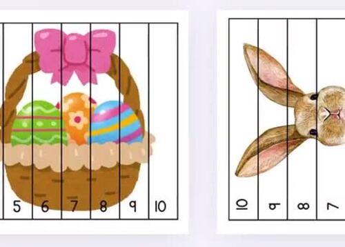 Spring Number Puzzles | Skip Counting & Sequencing Math Center | TPT