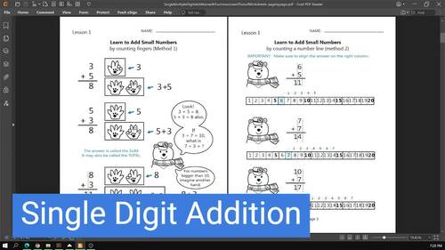 Single & Multiple Digits Addition, Fun Lessons and Worksheets