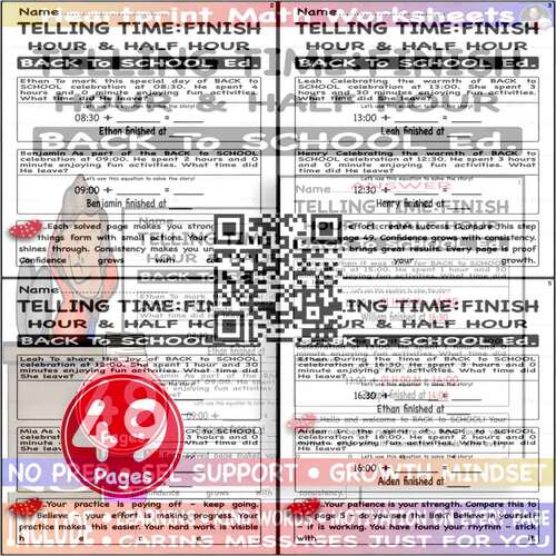 Telling Time finish to the Hour and Half - Hour Worksheets - Back to ...