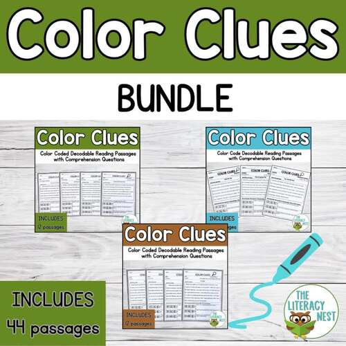 Color Code Decodable Reading Passages with Comprehension Questions BUNDLE