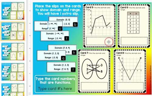 Domain and Range Matching Algebra Activity - print and ...