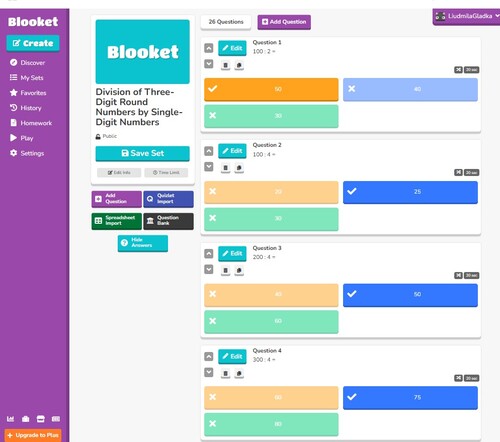 Preview of #Blooket // Division of Three-Digit Numbers  by Single-Digit Numbers
