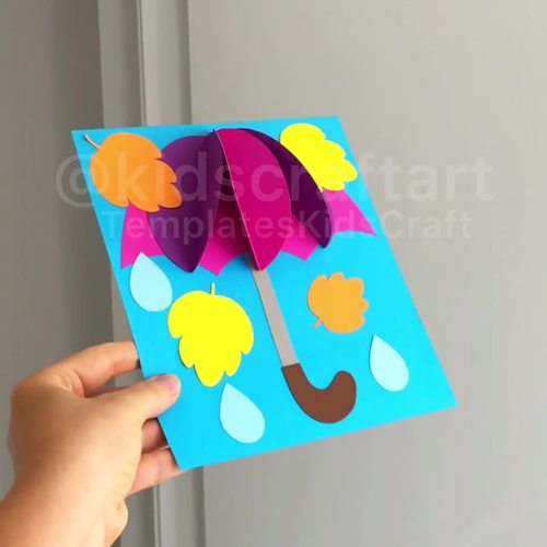 3D Autumn Fall Umbrella Rain Craft September Ottober Leaf Crafts