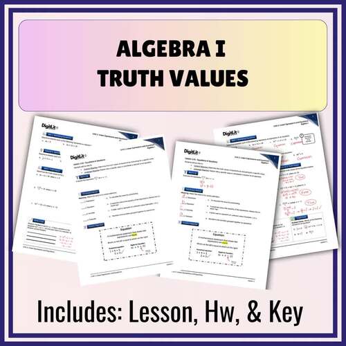 Truth Value Inequality Guided Notes, Worksheet, Homework 8th-10th Grade ...