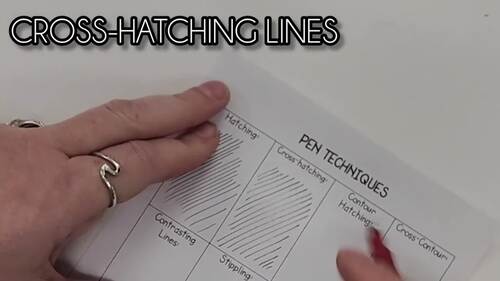 Pen Techniques Art Worksheet, Cross-hatching, Stippling, Value, Pattern