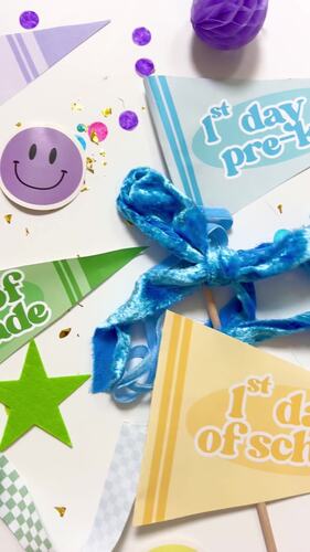 Editable Crayon Theme Pennants by The Bear & The Fawn by Tina Green