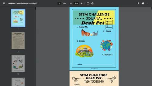 Desk Pet STEM Challenge Journal by Mirna's Resources | TPT