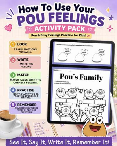 Pou ESL Activity Pack for Kids | 5 Vocabulary, Speaking & Writing ...
