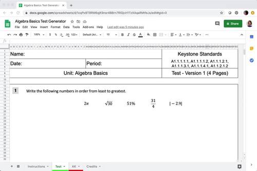 Test Generators - Linear Inequalities - Algebra 1 Curriculum - Google ...