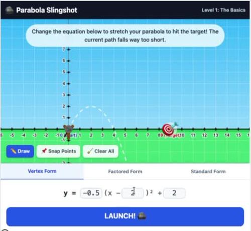 Parabola Slingshot | Graphing Quadratics Interactive Game by ...