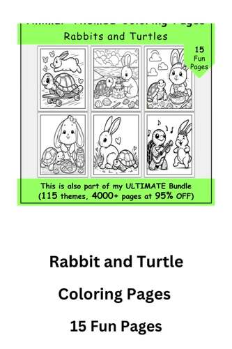 Rabbits and Turtles Coloring Sheets | Develop Creativity & Fine Motor ...