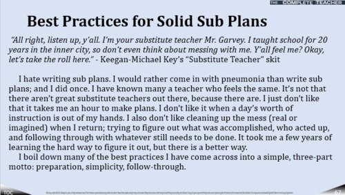 Preview of COMPLETE TEACHER Lesson 67 - Best Practices for Solid Sub Plans