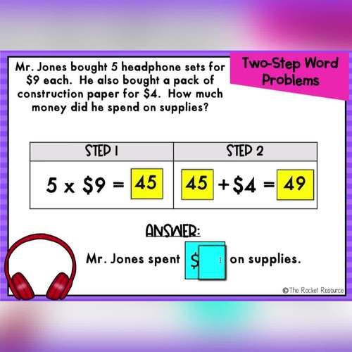 3rd Grade Two-Step Word Problems All Operations BOOM™ Cards 3.OA.8