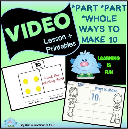 Preview of Part Part Whole and Ways to Make 10 RTI VIDEO LESSON & Printables