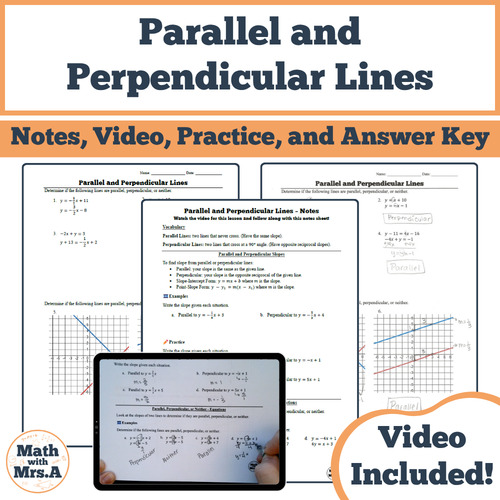 Parallel and Perpendicular Lines | Notes, Video Lesson, Worksheet ...