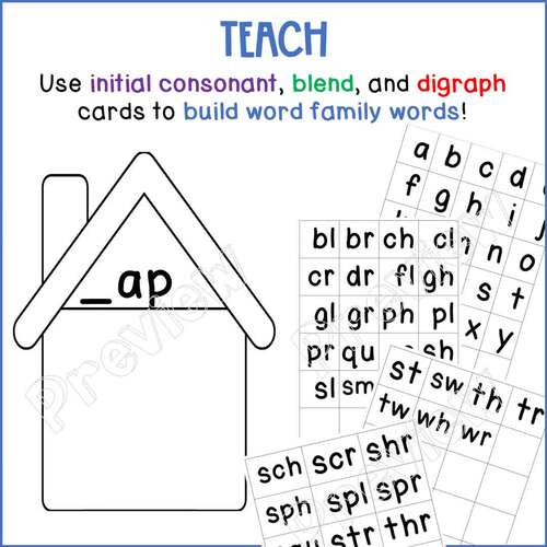 CVC CVCC CCVC Word Family Houses Short Vowel 90 pages | TPT