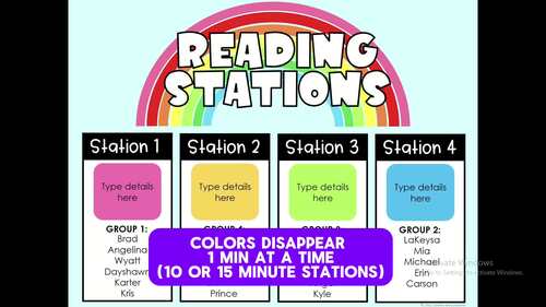 Editable Station Rotation Slides with Rainbow Timer for Centers/Small ...