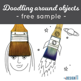 Doodling around objects! Free printable creative drawing w