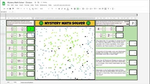 St. Patrick's Day - Fractions Digital Math Activity - Pixel Art | TPT