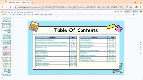Grade 7 - Algebra - Patterns, Equations, Coding - Google Slides - Ontario Math