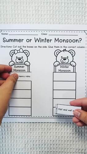Summer Monsoon or Winter Monsoon? Cut and Paste Sorting Activity