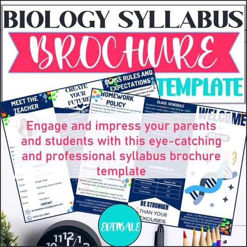 Biology Syllabus Brochure Editable Template | High School Science Back ...