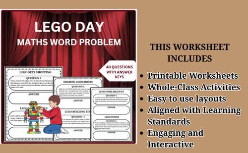 LEGO DAY |40 MATHS WORD PROBLEMS WITH ANSWER KEYS |GRADE 3-8| by ...