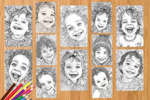 Joyful Child Smile Coloring Pages by Digital Study | TPT