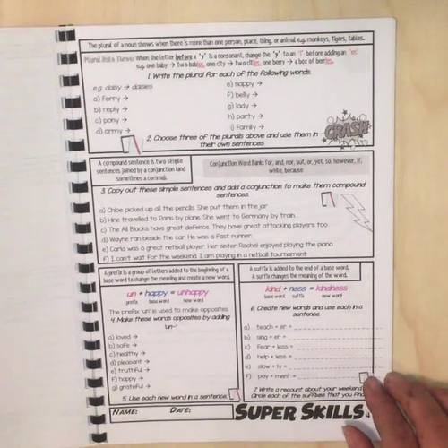 Grammar Punctuation Spelling Vocabulary Literacy Skills Activities Year ...
