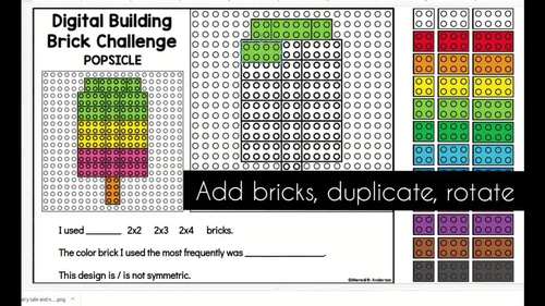 STEM Challenge Task Cards Activity Summer Digital Building Bricks Fast ...