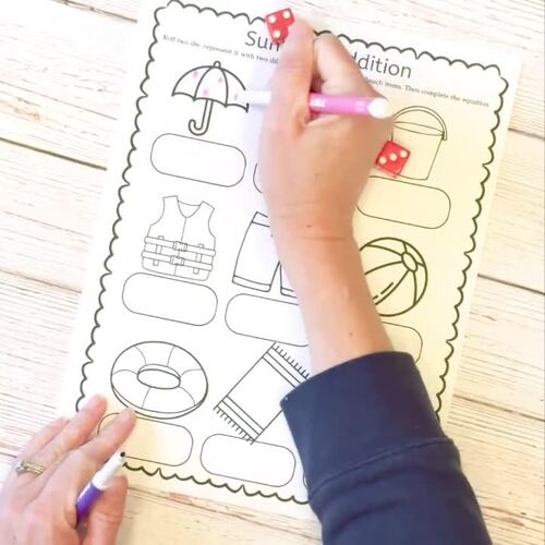 Summer Math Facts Addition Game | Addition Fact Fluency & Subitizing Printable