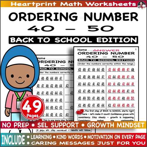 Back to School Math Centers, Numbers 40 to 50, Ordering & Missing ...
