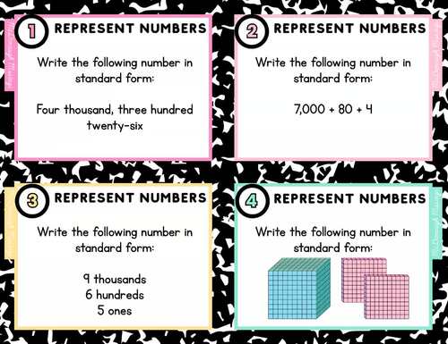 Math Task Cards: 3rd Grade Representing Numbers
