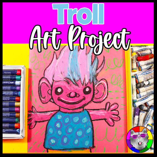 Preview of Trolls Art Lesson, Fantasy Genre Art Project Activity for Primary or Elementary