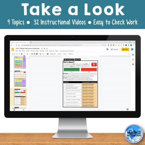 Algebra 1 Digital Interactive Notebook - Unit 1 - The Foundations of ...