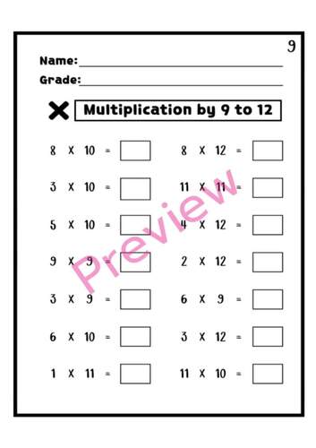 3rd Grade Multiplication and Division Math Facts Practice Worksheets