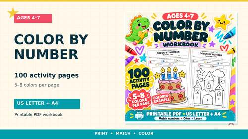 Color by Number Worksheets | 100 Printable Pages | PreK Kindergarten ...