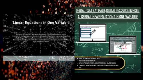 Digital SAT Prep MATH TEST BUNDLE Worksheet Algebra Equations in One ...