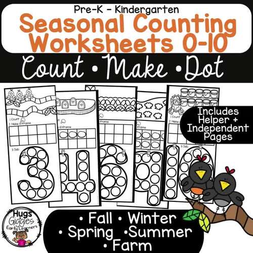 Seasonal Counting Activities | Count Make Dot Fall Winter Spring Farm