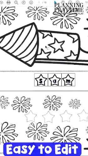 Editable Firework Name Craft | Patriotic Name Activity | Preschool - Kinder