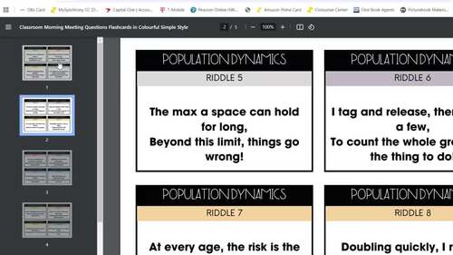 Population Dynamics, Riddle Cards, NGSS-Aligned High School Biology, Pre-AP
