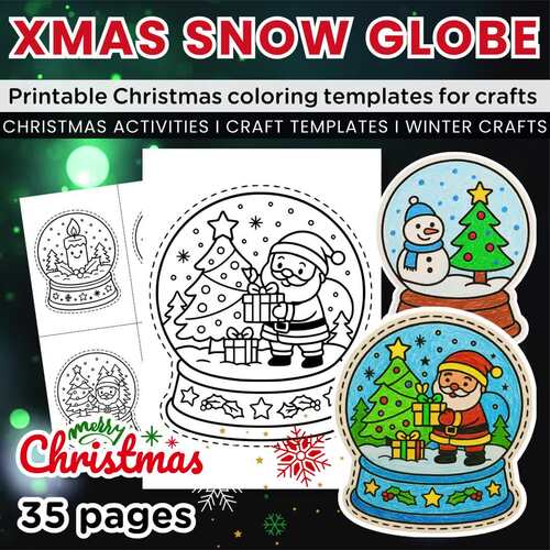 Christmas Snow Globe Coloring Templates for Crafts, Decorations ...