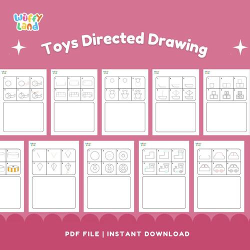 Toys Directed Drawing Worksheets - Fun Step-by-Step Art Activity for Kids